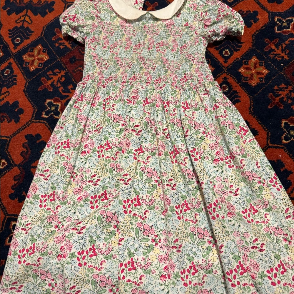 Janie and Jack Floral Print Dress - Pink, Green, Cream